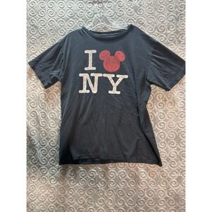 Disney Store I Love NY Mickey Mouse Graphic T Shirt Black Size M